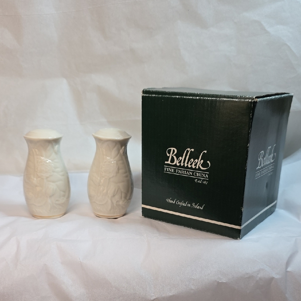 Belleek Blue Mark Serenity Salt And Pepper Shakers